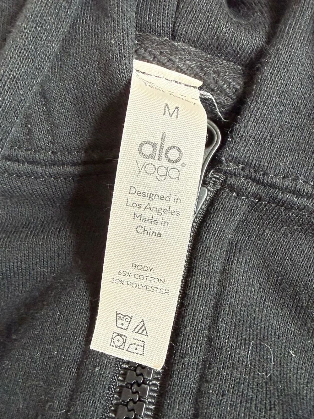 ALO Yoga Black Cropped Hoodie with Drawstring - Picture 3 of 4